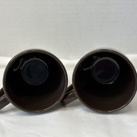 CORELLE Coordinate Stoneware Deep Brown coffee Mugs set of 2 CLEAN/VINTAGE - Picture 9 of 11